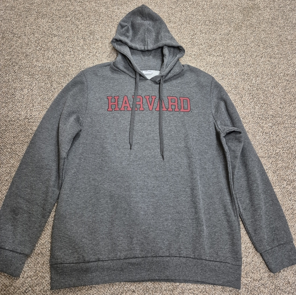 Harvard Unisex Gray Pullover Hoodie EUC